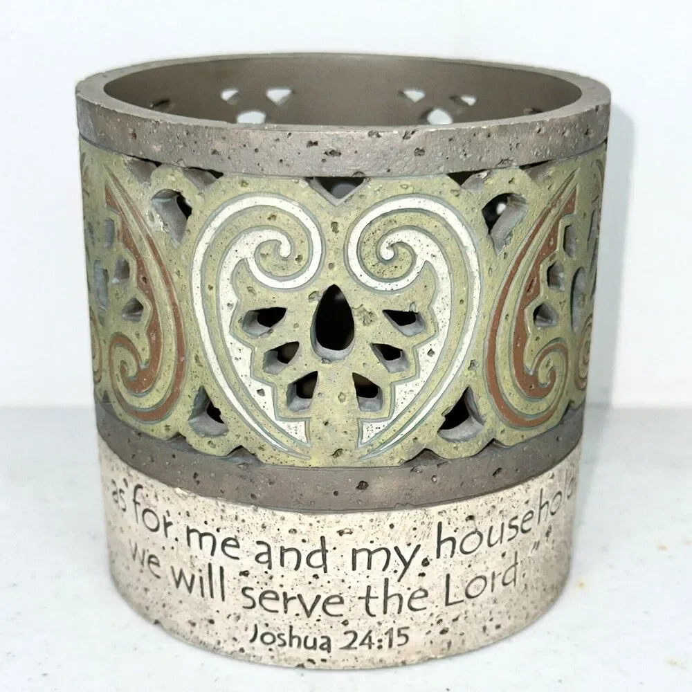 Demdaco By Faith Bill Stross 2006 Candle Holder Religious Christian Joshua 24:15